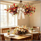 24'' Fall Table Centerpiece Fall Swag Decoration with Bow Artificial Eucalyptus Forsythia Thanksgiving Autumn, alternate view