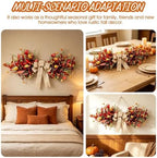 24'' Fall Table Centerpiece Fall Swag Decoration with Bow Artificial Eucalyptus Forsythia Thanksgiving Autumn, alternate view