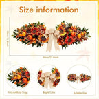 24'' Fall Table Centerpiece Fall Swag Decoration with Pumpkin Sunflowers Berries Bow Autumn Artificial, alternate view 5
