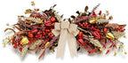 24" Fall Teardrop Swag Wreaths for Front Door Autumn Floral Swag with Flower Pumpkins Maple Leaves Berrie Table
