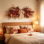 24" Fall Teardrop Swag Wreaths for Front Door Autumn Floral Swag with Flower Pumpkins Maple Leaves Berrie Table, alternate