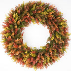 24" Fall Wreath for Front Door, Artificial Boxwood Autumn Wreath