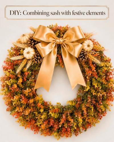 24" Fall Wreath for Front Door, Artificial Boxwood Autumn Wreath, alternate view 6