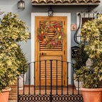 24" Fall Wreath for Front Door, Cattails Berries Thanksgiving Autumn Wreaths, alternate view 6