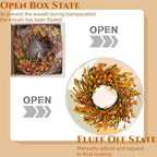 24“ Fall Wreath, Handmade Fall Harvest Wreath, Farmhouse Decor in Fall Orange Wreath, alternate view 4