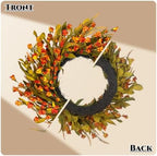 24“ Fall Wreath, Handmade Fall Harvest Wreath, Farmhouse Decor in Fall Orange Wreath, alternate view 6