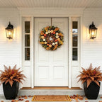 24" Fall Wreaths for Front Door Harvest Pumpkin Autumn Wreath in Yellow, alternate view 5