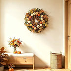 24" Fall Wreaths for Front Door Harvest Pumpkin Autumn Wreath in Yellow, alternate view 6