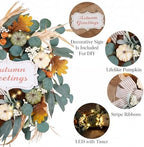 24'' Fall Wreaths for Front Door with LED Lights in White/Green, alternate view 5