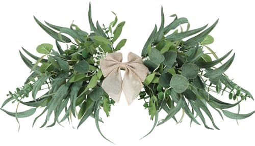 24" Floral Swag for Front Door Greenery Teardrop Swag Eucalyptus Swag Summer Wreath with Eucalyptus Olives