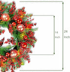 24" Frosty Berry Christmas Wreath, 20 Fairy Lights Battery Powered in Red Berries, alternate view 5