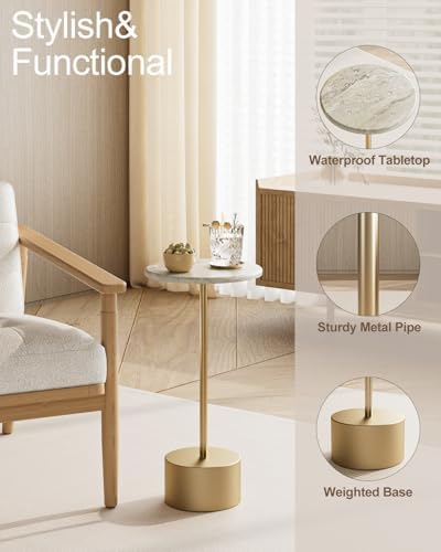 24'' Gold Drink Pedestal Table, Round Martini Cocktail Table, alternate view 6