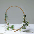 24" Gold Round Arch Wedding Centerpiece, Metal Hoop Wreath Tabletop Decor in Style 5 Gold