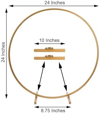 24" Gold Round Arch Wedding Centerpiece, Metal Hoop Wreath Tabletop Decor in Style 5 Gold, alternate view 2