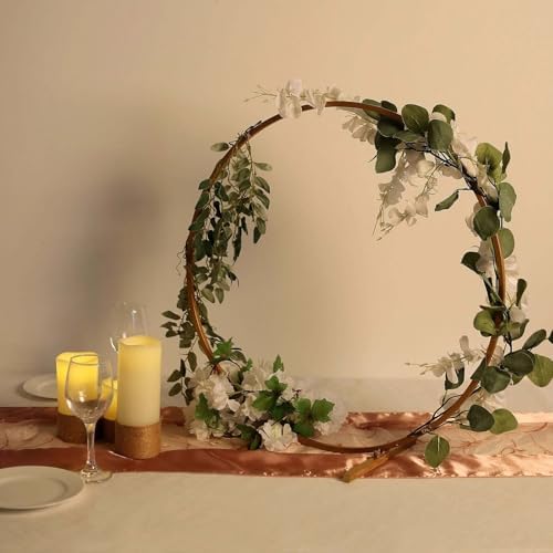24" Gold Round Arch Wedding Centerpiece, Metal Hoop Wreath Tabletop Decor in Style 5 Gold, alternate view 3