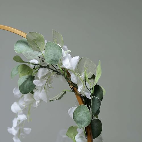 24" Gold Round Arch Wedding Centerpiece, Metal Hoop Wreath Tabletop Decor in Style 5 Gold, alternate view 6