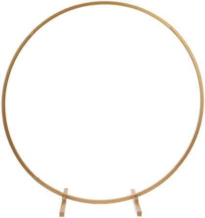 24" Gold Round Arch Wedding Centerpiece, Metal Hoop Wreath Tabletop Decor in Style 5 Gold, alternate view 7