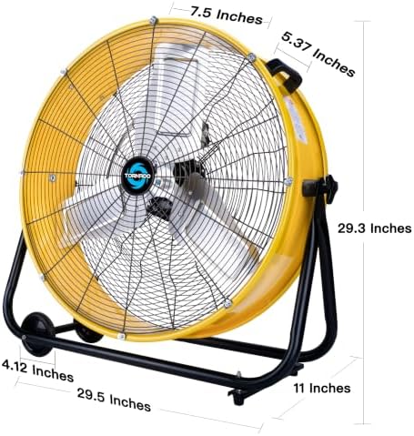 24" High-Velocity Metal Drum Fan, 7700 CFM, 3-Speed Industrial Fan, Heavy Duty for Industrial & Commercial Use, alternate