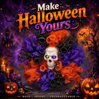 24 in Halloween Wreath with Skull and Color-Changing Lights in Orange, alternate view 6