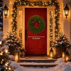 24 Inch Artificial Cedar Christmas Wreath, Green Faux Cedar Wreath for Front Door Wall Window Indoor Outdoor, alternate view