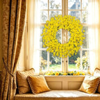 24 Inch Artificial Yellow Forsythia Wreaths Spring Summer Fall Wreath, alternate view 2