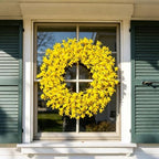 24 Inch Artificial Yellow Forsythia Wreaths Spring Summer Fall Wreath, alternate view 5