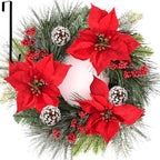 24 Inch Christmas Wreath for Front Door Outdoor with Hangers