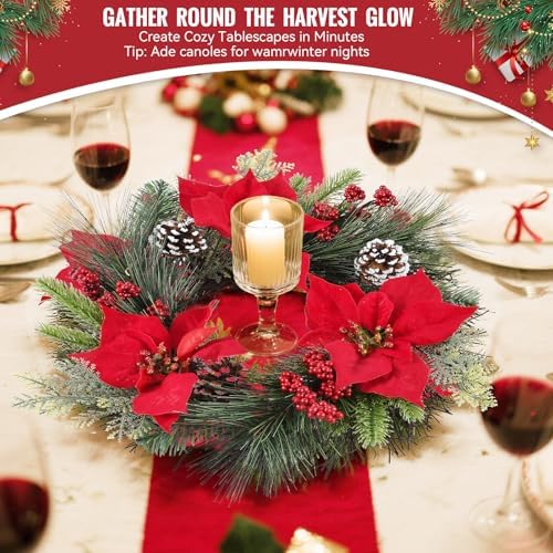24 Inch Christmas Wreath for Front Door Outdoor with Hangers, alternate view 6