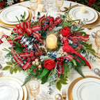 24 Inch Christmas Wreath for Front Door, Red Bird Decor with Lights, alternate view 4