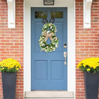 24 Inch Easter Bunny Wreath Spring Bunny Shaped Artificial Flower with Greenery Colorful Daisies Bow Knot for, alternate view