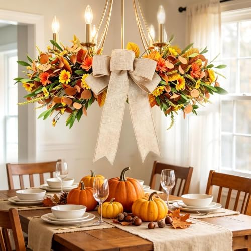 24 inch Fall Front Door Teardrop Swag Artificial Daisy Table Centerpiece, alternate view 4