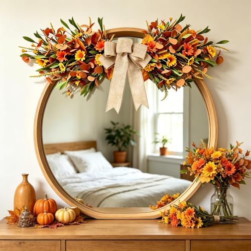 24 inch Fall Front Door Teardrop Swag Artificial Daisy Table Centerpiece, alternate view 5