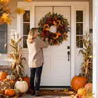 24 Inch Fall Sunflower Hydrangea Wreath Autumn Front Door Wreath, alternate view 5