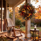 24 Inch Fall Sunflower Hydrangea Wreath Autumn Front Door Wreath, alternate view 6