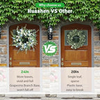24 Inch Fall Wreath for Front Door Artificial FloralWreath, alternate view 5