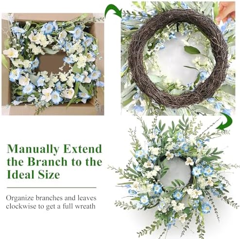 24 Inch Fall Wreath for Front Door Artificial FloralWreath, alternate view 6