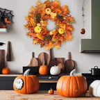24 Inch Fall Wreath for Front Door, Pumpkin Berry Maple Leaf Autumn Decor, alternate view 3