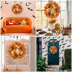 24 Inch Fall Wreath for Front Door, Pumpkin Berry Maple Leaf Autumn Decor, alternate view 4