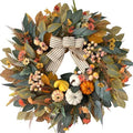 24 Inch Fall Wreath for Front Door, Pumpkin Wreath Farmhouse Decor
