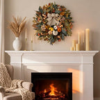 24 Inch Fall Wreath for Front Door, Pumpkin Wreath Farmhouse Decor, alternate view 6