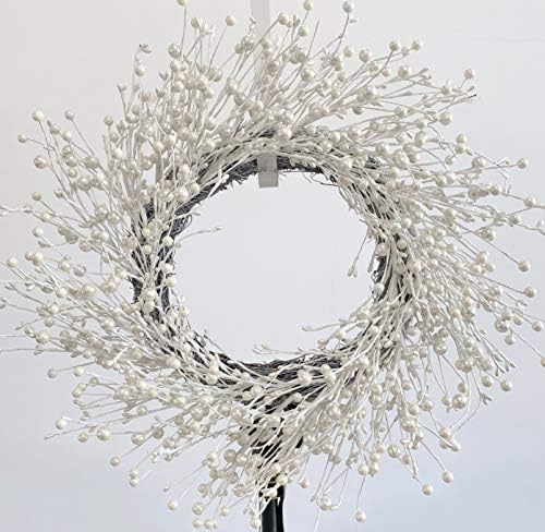 24 Inch Fall Wreath for Front Door White Pearl Berry Wreath