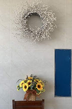 24 Inch Fall Wreath for Front Door White Pearl Berry Wreath, alternate view 2