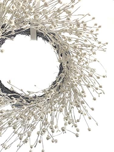 24 Inch Fall Wreath for Front Door White Pearl Berry Wreath, alternate view 4