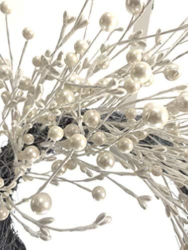 24 Inch Fall Wreath for Front Door White Pearl Berry Wreath, alternate view 5