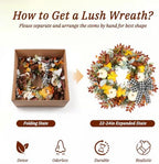 24 Inch Fall Wreath for Front Door with Artificial Pumpkin Bow in Bow, alternate view 6