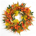 24 Inch Fall Wreath for Front Door with Flowers in Fall
