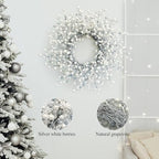 24 Inch Fall Wreath for Front Door with Silver Berry, alternate view 5