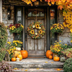 24 Inch Fall Wreath for Front Door - with Sunflowers & Pumpkins, alternate view 4
