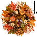 24 Inch Fall Wreaths for Front Door, Autumn Pumpkin Maple Wreath with Hanger