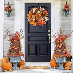 24 Inch Fall Wreaths for Front Door, Autumn Pumpkin Maple Wreath with Hanger, alternate view 3